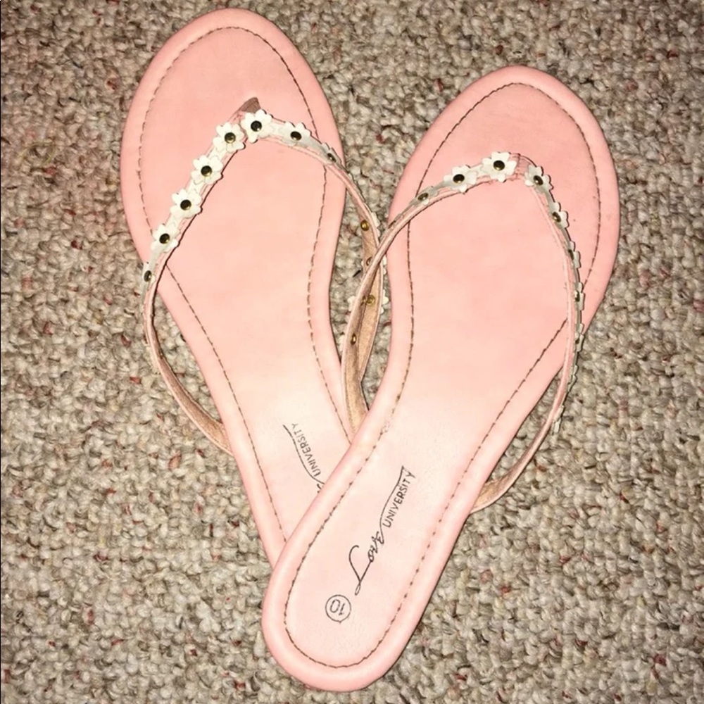 Cute pink flip flops with flowers